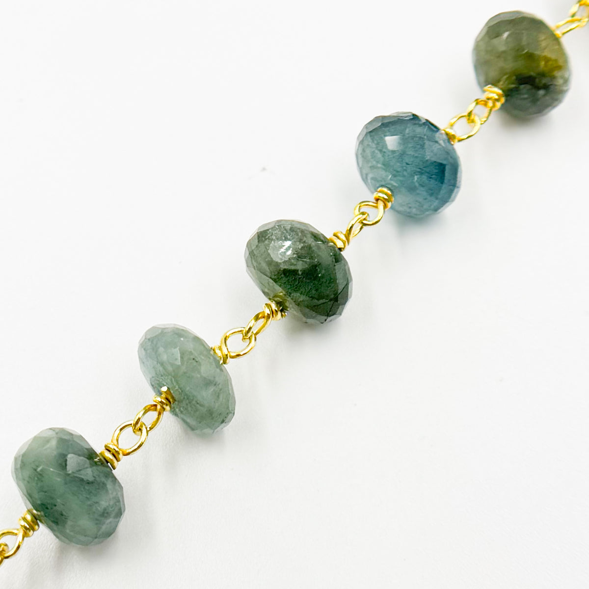 Moss Aquamarine Gold Plated Wire Chain