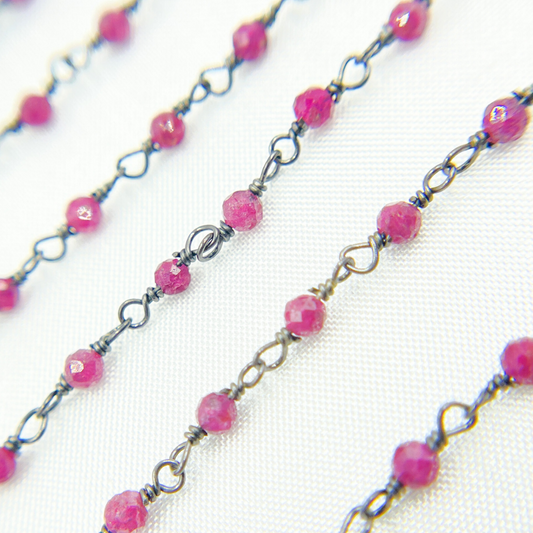 Dyed Ruby Wire Wrap Chain