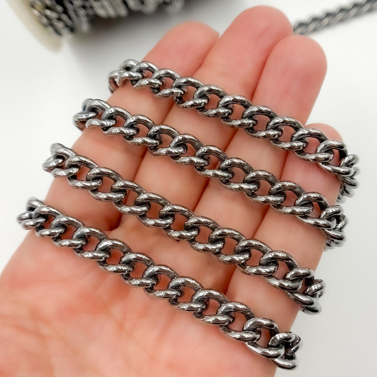 Oxidized Sterling Silver Curb Chain