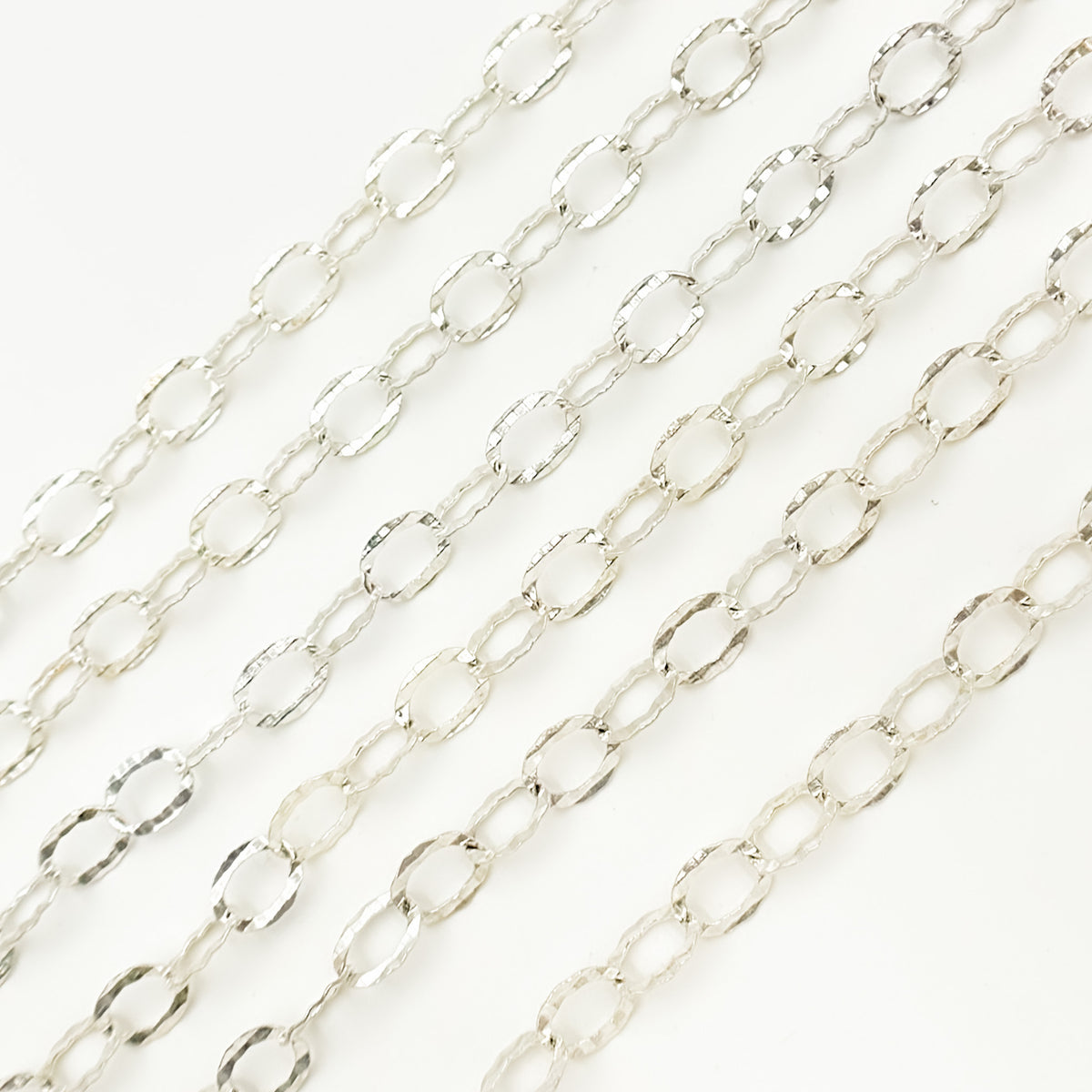 Sterling Silver Hammered Round Link Chain