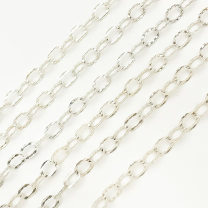 Sterling Silver Hammered Round Link Chain