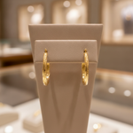 Load image into Gallery viewer, GER69. 14K Gold Hollow Hoop Earrings with Engraved Tornado Design