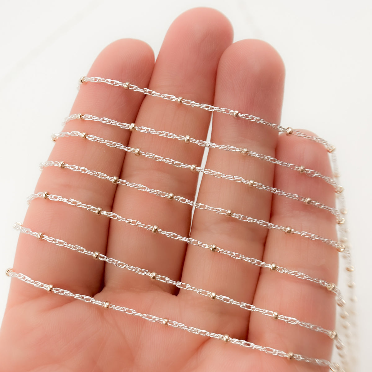 Sterling Silver Rope Chain with 14k Gold Filled Beads