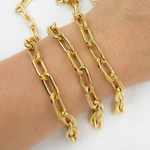 Load image into Gallery viewer, V176GP. Gold Plated 925 Sterling Silver Smooth Hollow Paperclip Link Chain