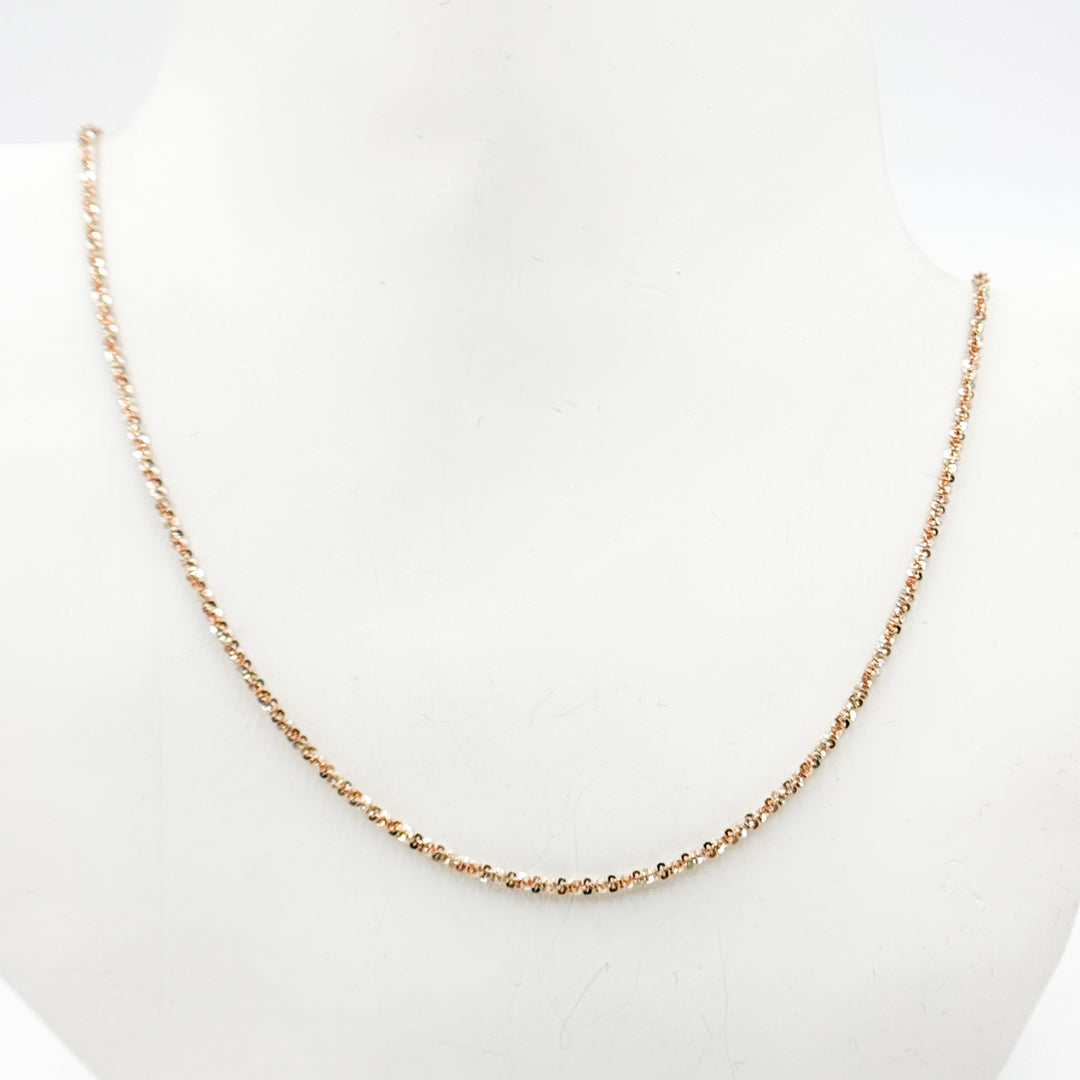 MAR30RGP. Sterling Silver Rose Gold Plated Popcorn Necklace