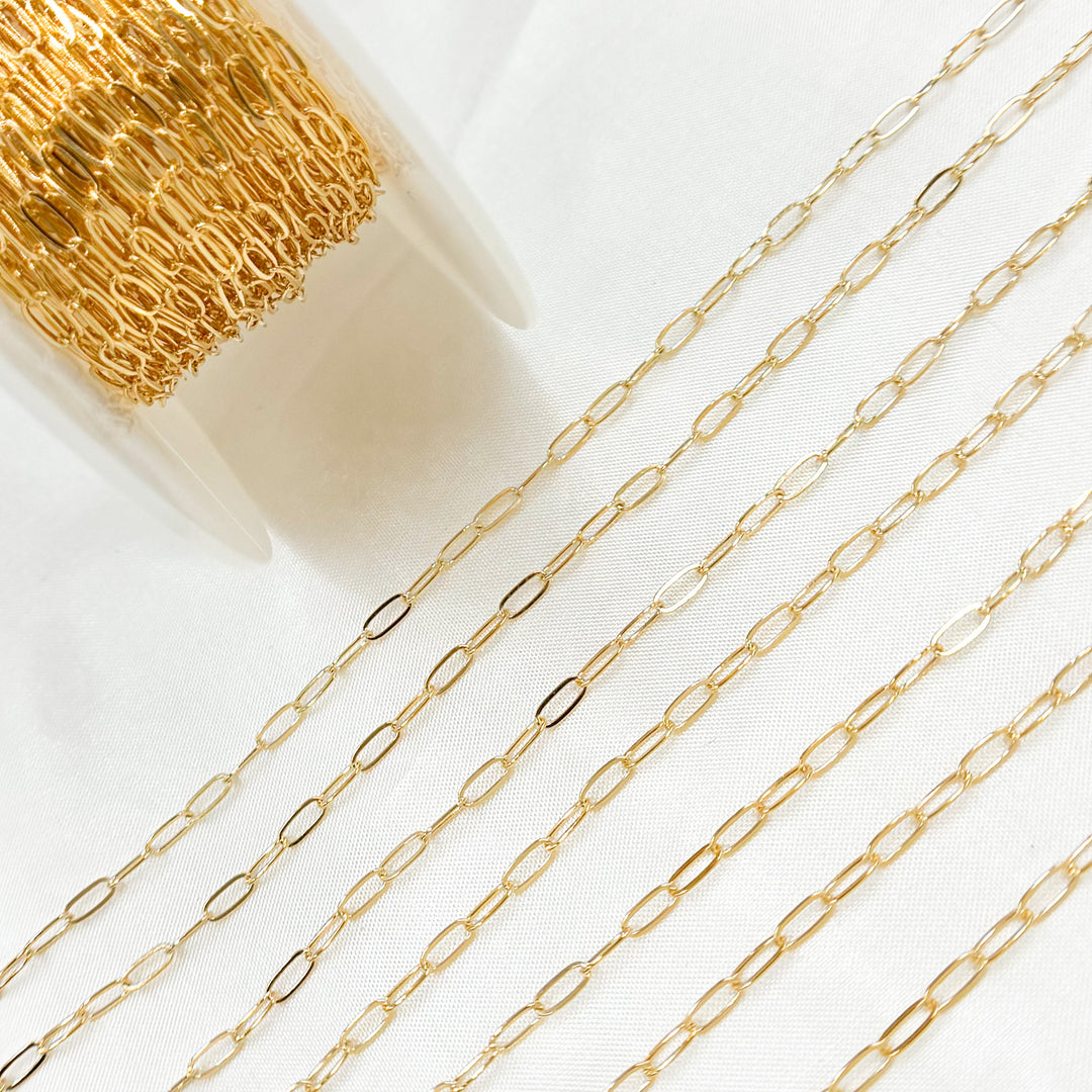 14k Gold Filled Flat Link Paperclip Chain. 1806FGF