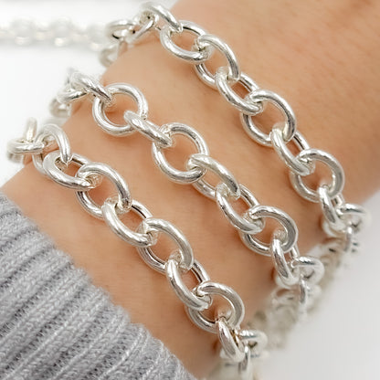 Sterling Silver Smooth Oval Cable Link Chain