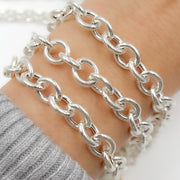 Sterling Silver Smooth Oval Cable Link Chain