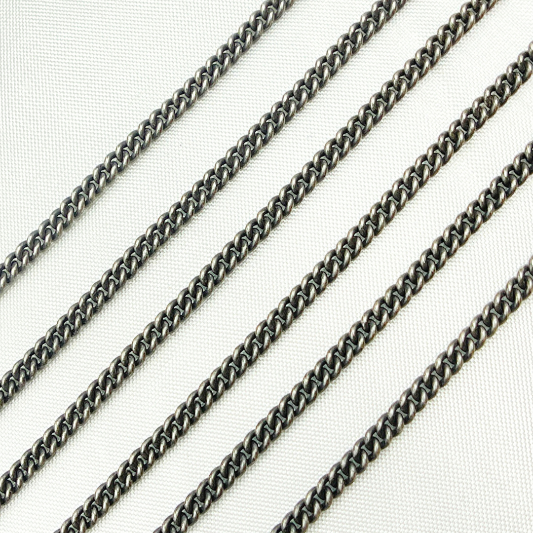 Oxidized 925 Sterling Silver Curb Chain. X18OX