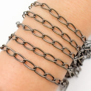 Black Rhodium Sterling Silver Smooth Cable Chain