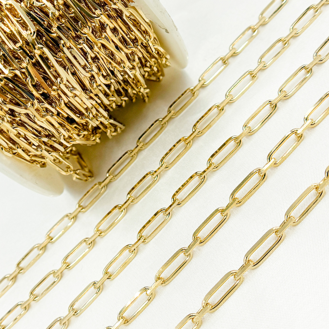 Z48GP. Gold Plated 925 Sterling Silver Diamond Cut Paperclip Link Chain