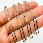 Load image into Gallery viewer, V4GB2. 925 Sterling Silver Two Tone Diamond Cut Paperclip Chain.
