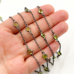 Load image into Gallery viewer, Peridot Round Shape Bezel Oxidized Connected Wire Chain. PER1
