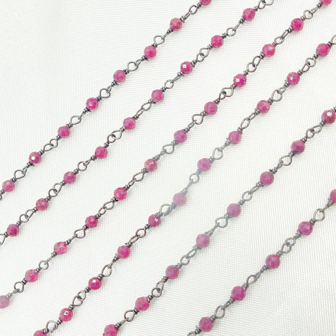 Dyed Ruby Wire Wrap Chain
