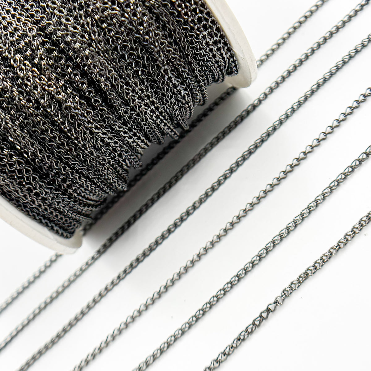 Black Rhodium Sterling Silver Wheat Chain