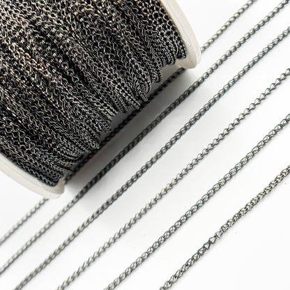 Black Rhodium Sterling Silver Wheat Chain