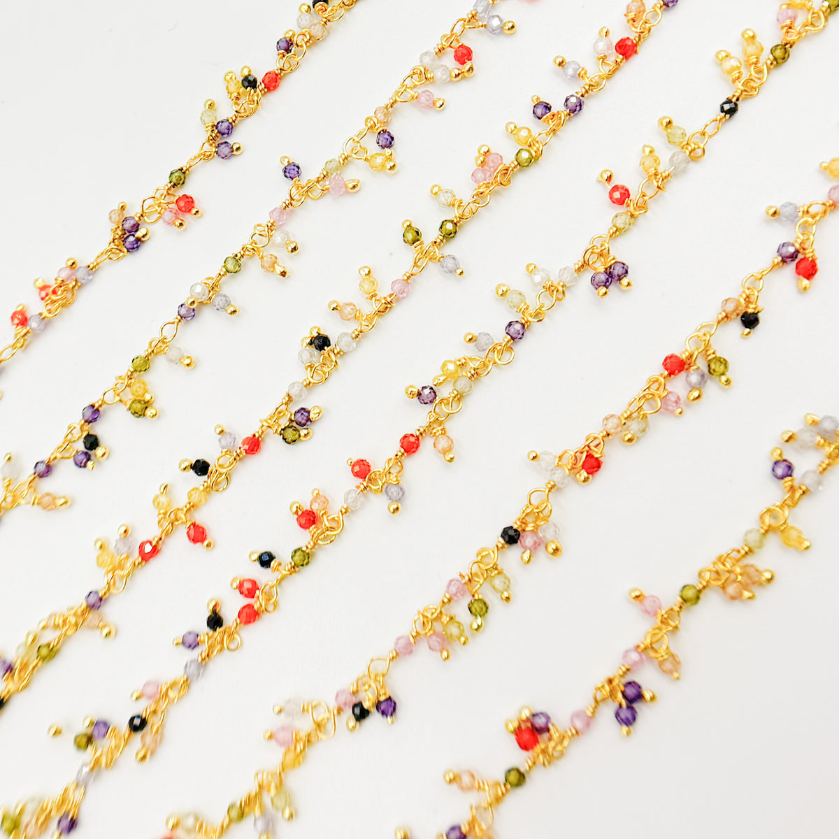 Multi CZ Wire Wrap Dangle Chain