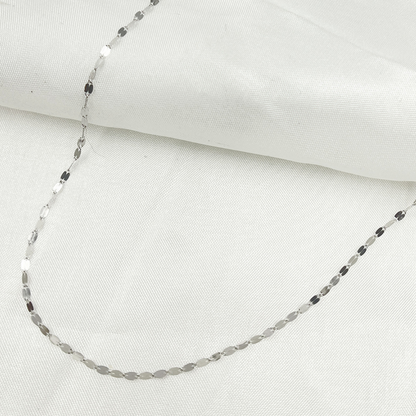 14K Solid White Gold Flat Marina Link Chain