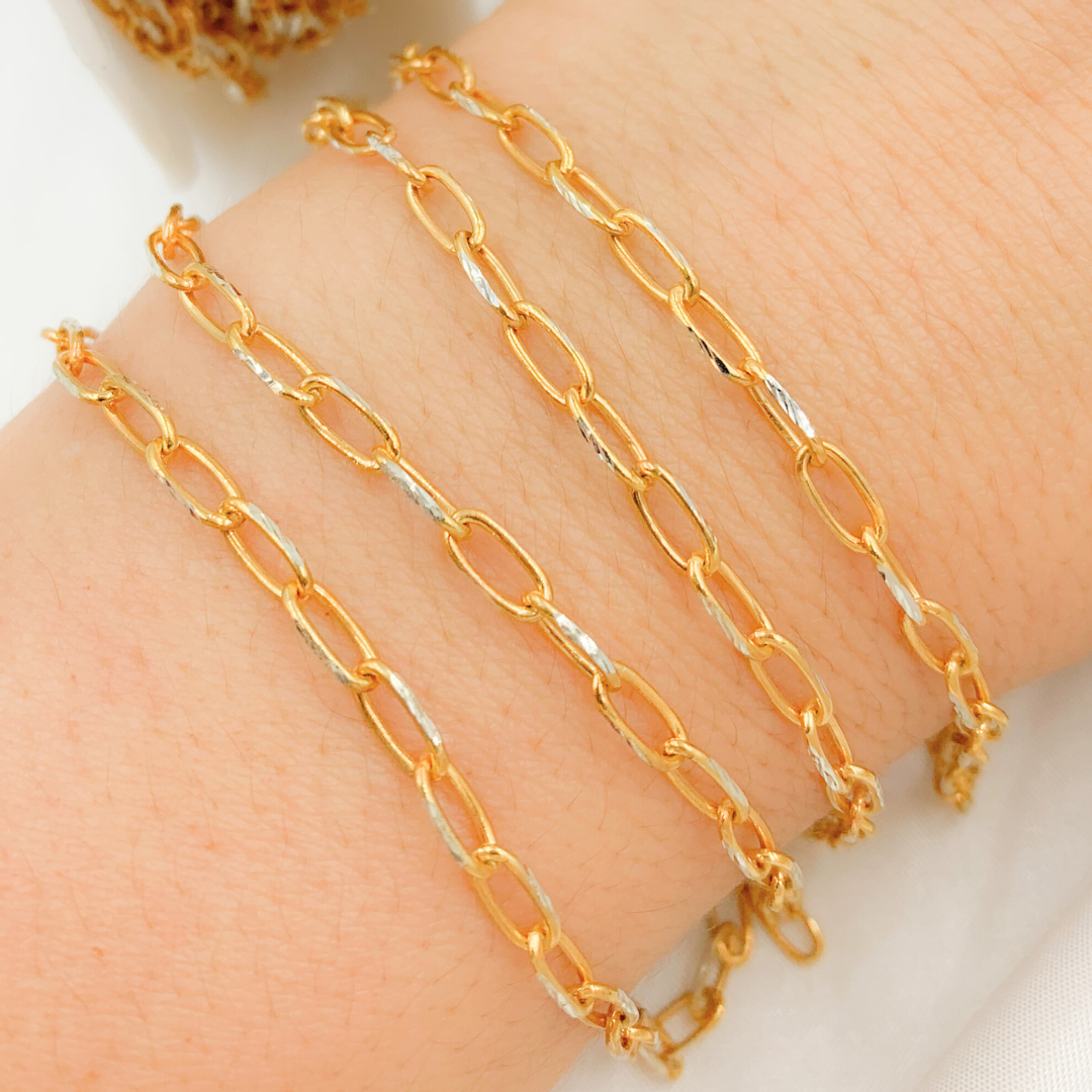 Gold Plated 925 Sterling Silver Diamond Cut Oval Link Chain