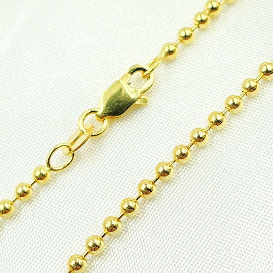 200CP. 14k Solid Yellow Gold Bead Chain