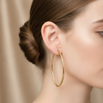 Load image into Gallery viewer, GER152. 14K Solid Gold Hollow Oval Hoop