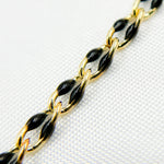 Load image into Gallery viewer, V244BKGP. 925 Sterling Silver Gold Plated Black Enamel Cable Link Chain
