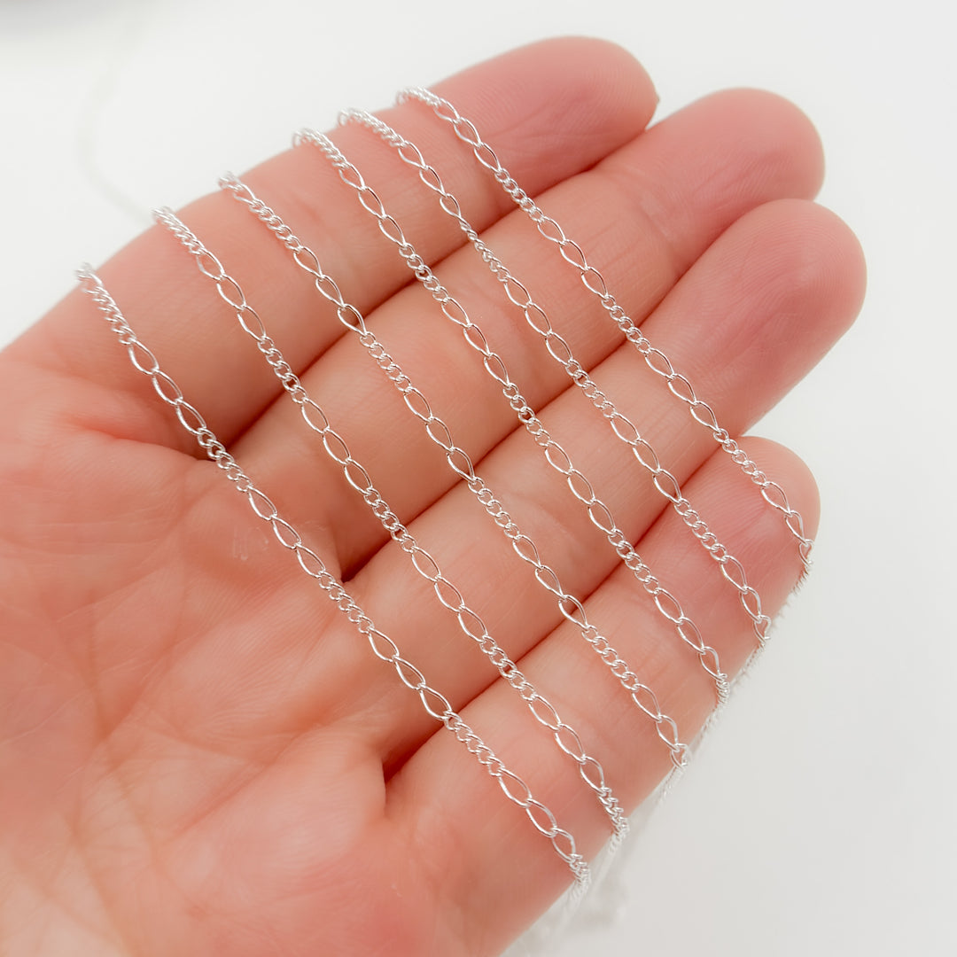 1653CSS. 925 Sterling Silver 3 Long and 5 Short Link Chain