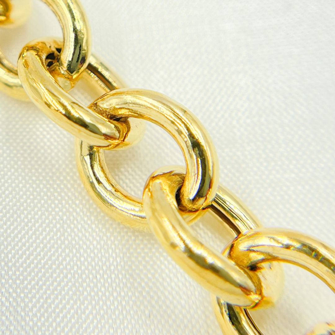 Gold Plated 925 Sterling Silver Hollow Smooth Oval Link Chain. Y99GP