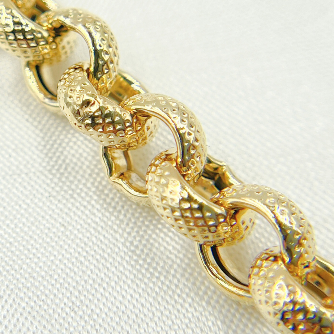 Plated 925 Sterling Silver Textured Round Link Chain