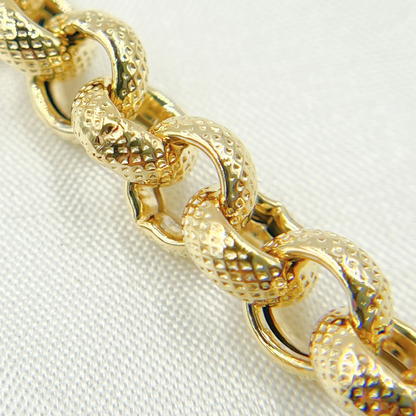 Plated 925 Sterling Silver Textured Round Link Chain