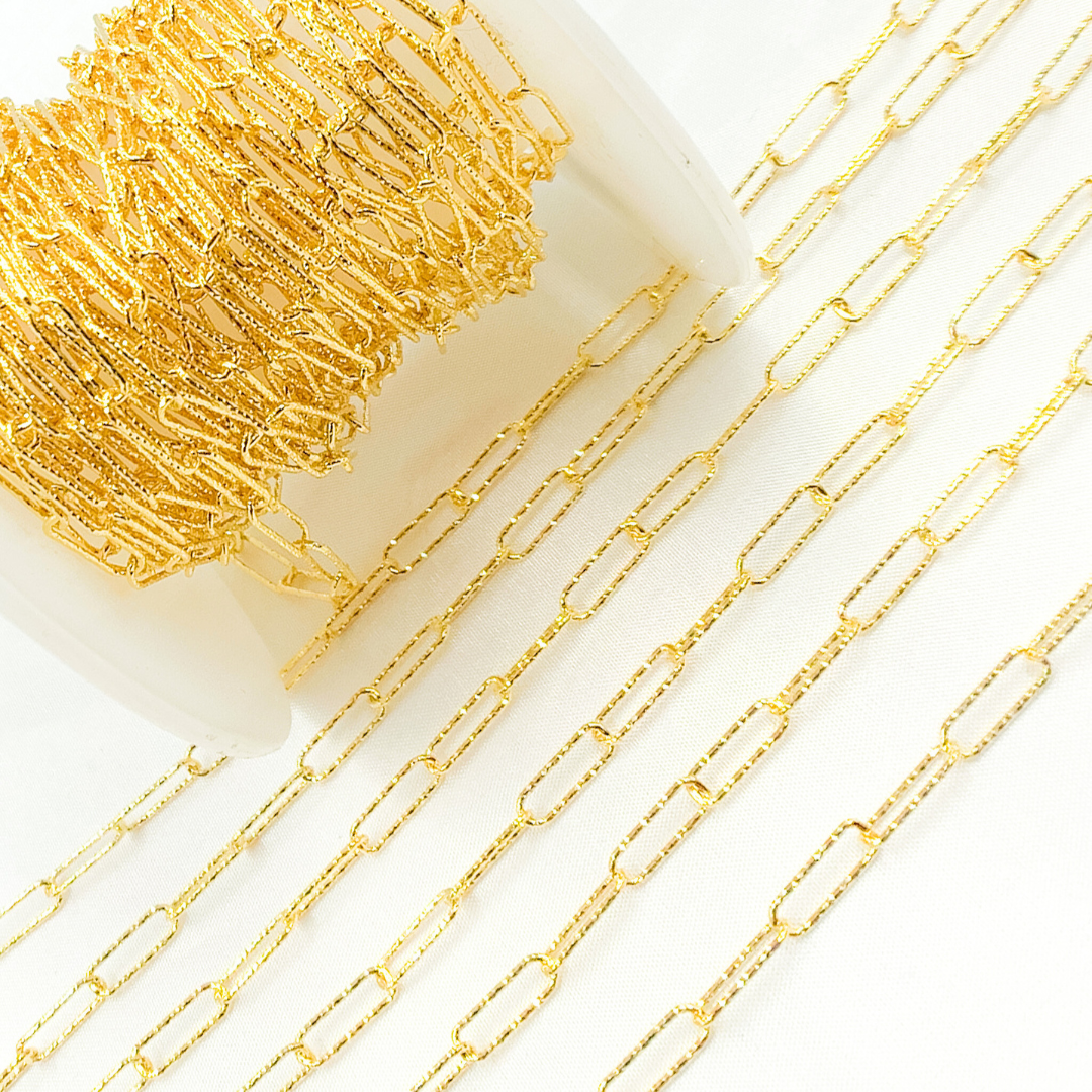 Y80DCGP. Gold Plated Sterling Silver Diamond Cut Paperclip Chain