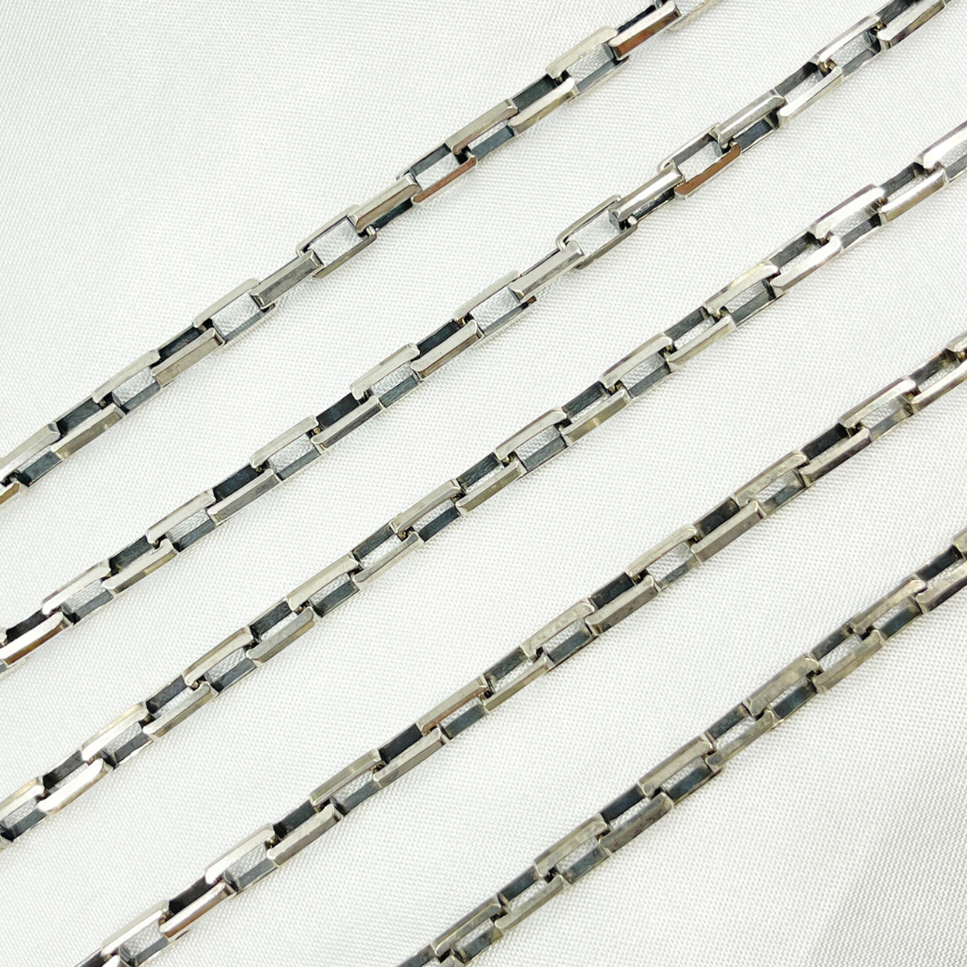 Oxidized Sterling Silver Diamond Cut Box Link Chain
