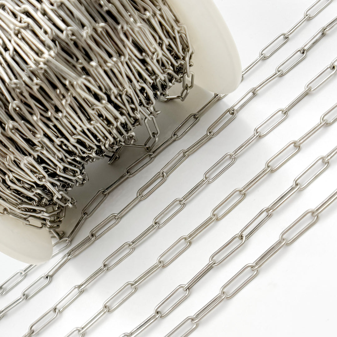 Oxidized Sterling Silver Smooth Paperclip Chain