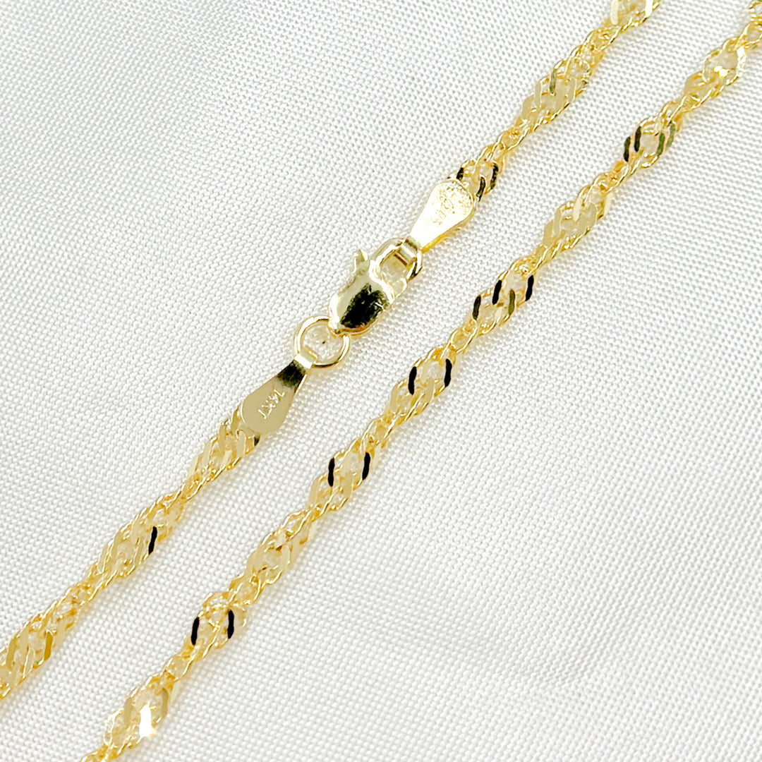 040G2SLMSIT2N. 14K Solid Yellow Gold Wheat Necklace