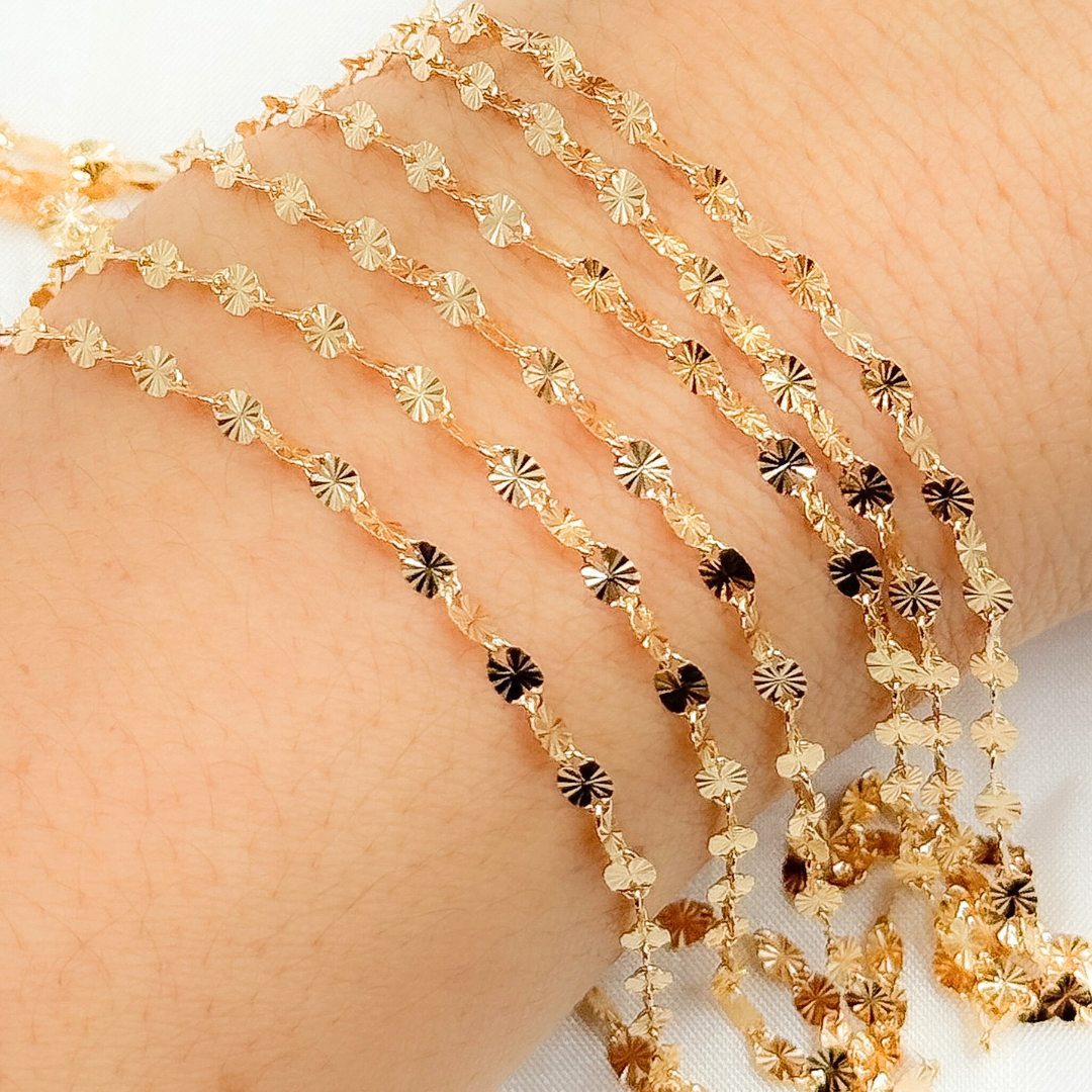14k Gold Filled Diamond Cut Marina Chain