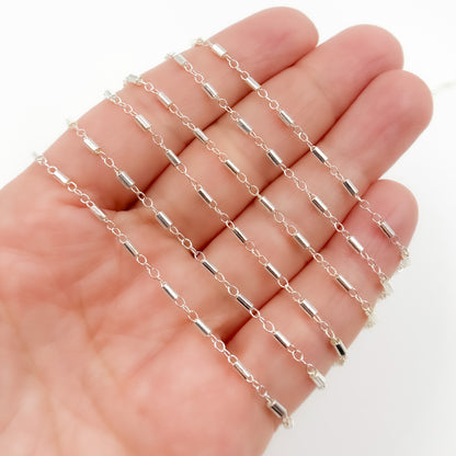 Sterling Silver Satellite Bar Link Chain