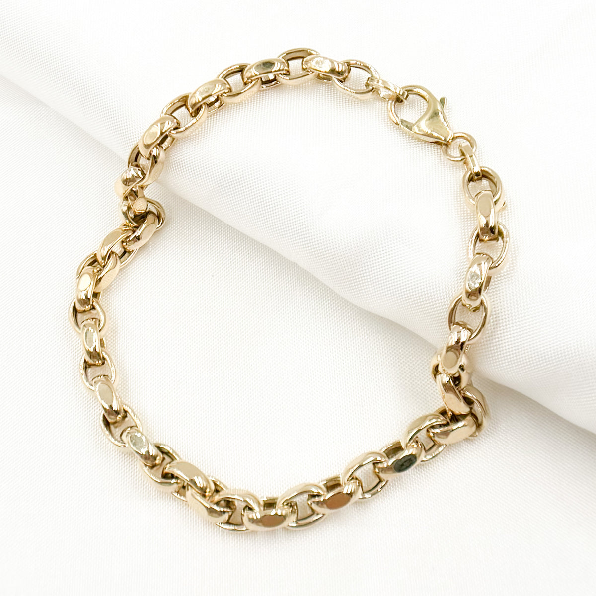 14K Solid Hollow Gold Cable Link Chain