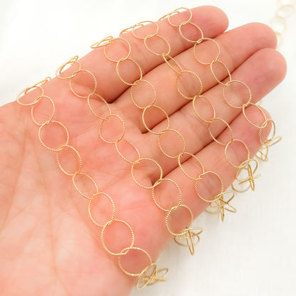 14K Gold Filled Twisted Round Link Chain