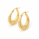 Load image into Gallery viewer, GER176. 14k Yellow Gold Croissant Small Hollow Hoops