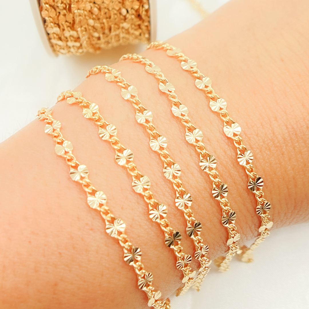14k Gold Filled Curb & Diamond Cut Marina Link