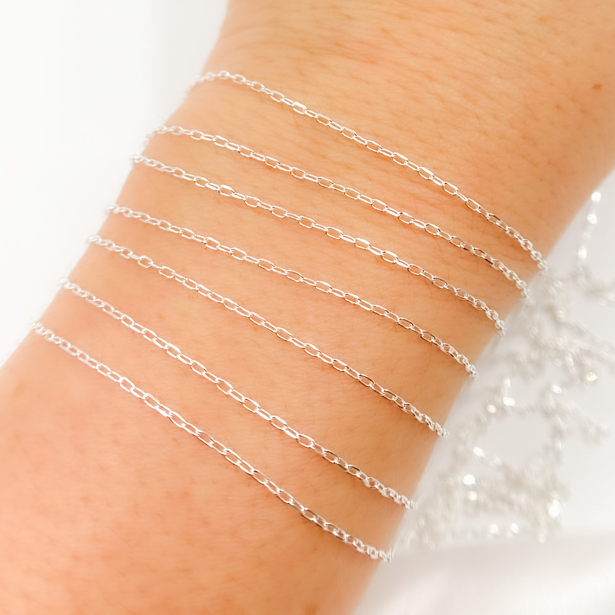 Sterling Silver Diamond Cut Paperclip Link Chain