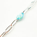 Load image into Gallery viewer, Sterling Silver Sky Blue Opal Color Enamel Cable Chain
