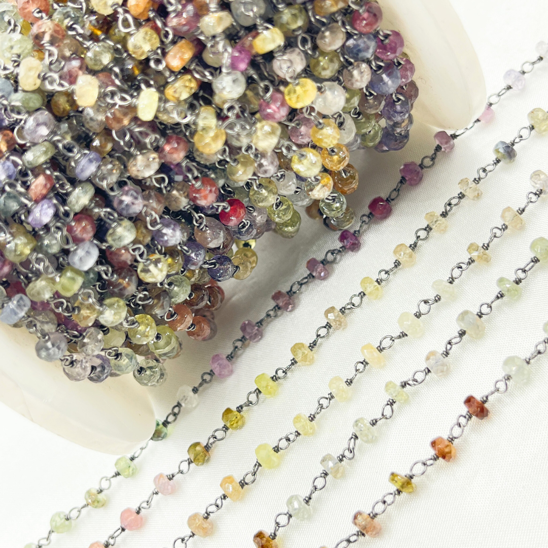 Multi Sapphire Ombre Oxidized Wire Chain. MSA14