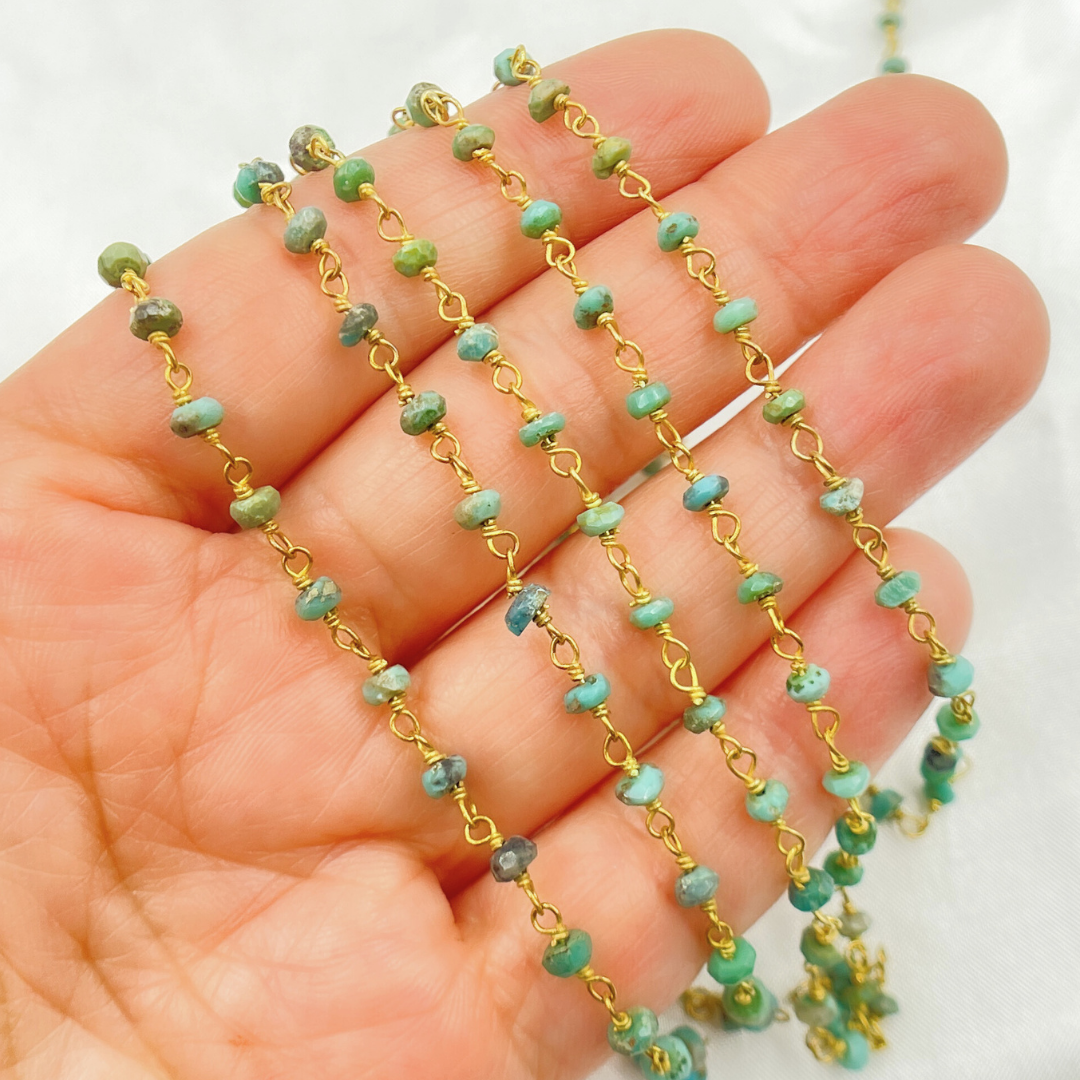 Dyed Emerald Wire Wrap Chain