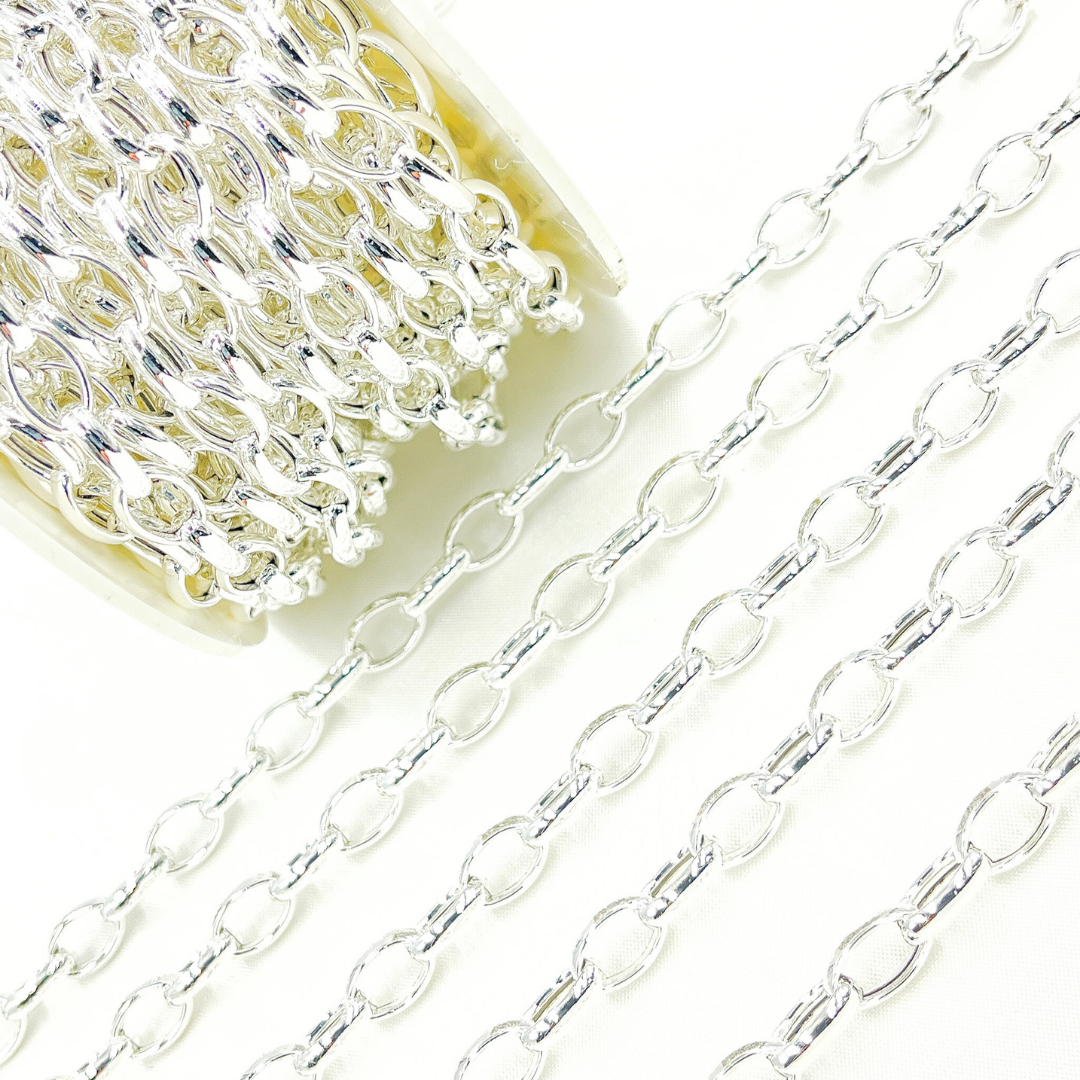 V23SS. Sterling Silver Smooth Oval Link Chain
