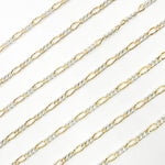 Load image into Gallery viewer, XM/3831C. 14K Gold Filled &amp; Sterling Silver Figaro Link Chain – Long Gold, Short Silver Pattern