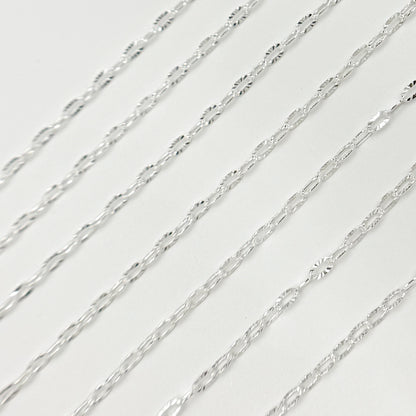 Sterling Silver Diamond Cut Paperclip Chain