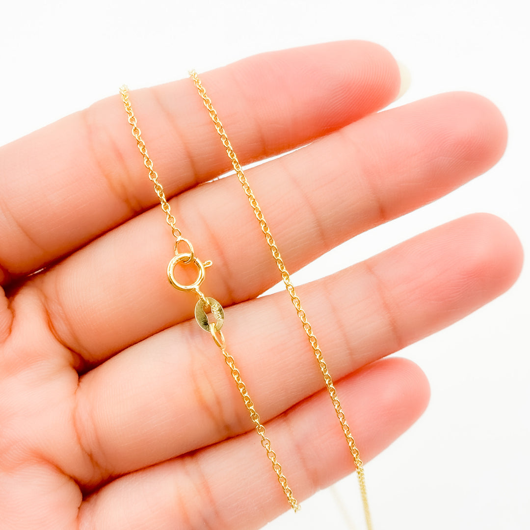 030RFLG18K. 18K Solid Yellow Gold Cable Link Chain