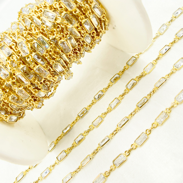 Cubic Zirconia Rectangle Shape Connected Chain