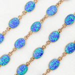 Load image into Gallery viewer, Created Blue Opal Oval Shape Connected Chain. CBO10
